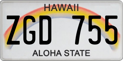 HI license plate ZGD755