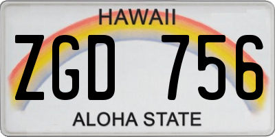 HI license plate ZGD756