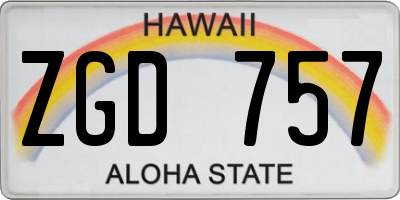 HI license plate ZGD757