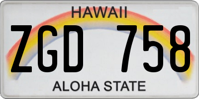 HI license plate ZGD758