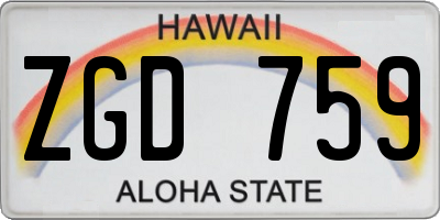HI license plate ZGD759