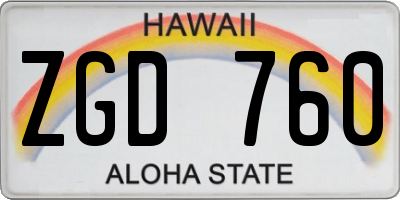 HI license plate ZGD760