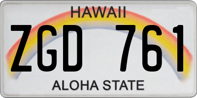 HI license plate ZGD761