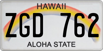HI license plate ZGD762
