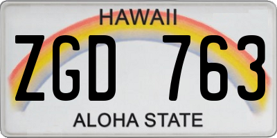 HI license plate ZGD763