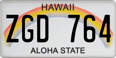 HI license plate ZGD764