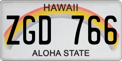 HI license plate ZGD766