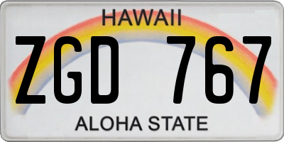HI license plate ZGD767