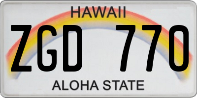 HI license plate ZGD770