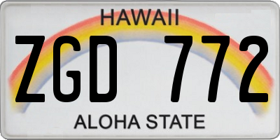HI license plate ZGD772