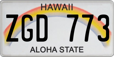 HI license plate ZGD773