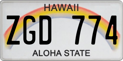 HI license plate ZGD774