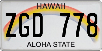 HI license plate ZGD778