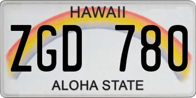HI license plate ZGD780