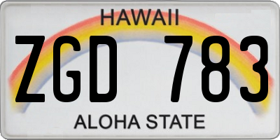 HI license plate ZGD783