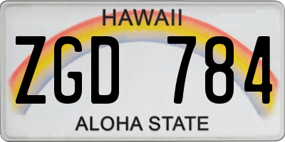 HI license plate ZGD784