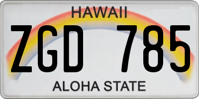 HI license plate ZGD785