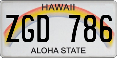 HI license plate ZGD786