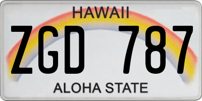HI license plate ZGD787