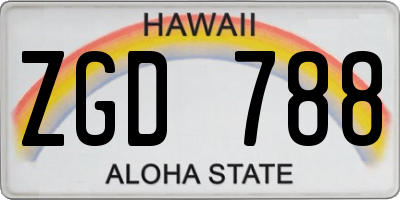 HI license plate ZGD788