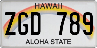 HI license plate ZGD789