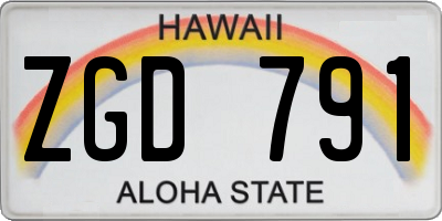 HI license plate ZGD791