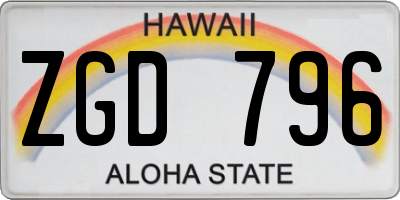 HI license plate ZGD796