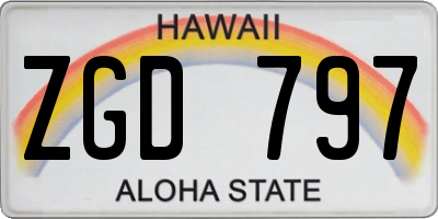 HI license plate ZGD797