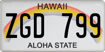 HI license plate ZGD799