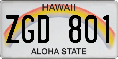 HI license plate ZGD801