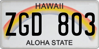 HI license plate ZGD803