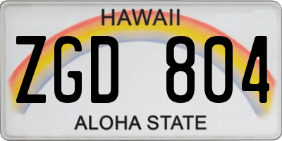 HI license plate ZGD804