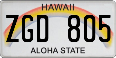 HI license plate ZGD805