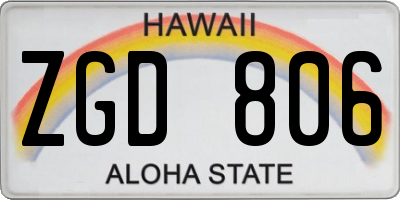 HI license plate ZGD806