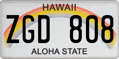 HI license plate ZGD808