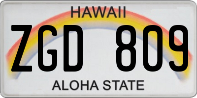 HI license plate ZGD809