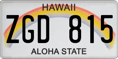HI license plate ZGD815