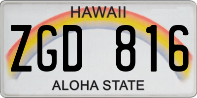 HI license plate ZGD816