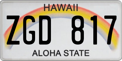 HI license plate ZGD817