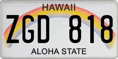 HI license plate ZGD818