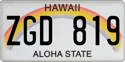 HI license plate ZGD819