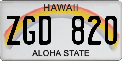 HI license plate ZGD820