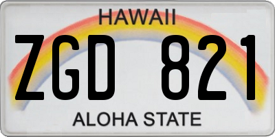 HI license plate ZGD821