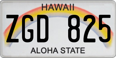 HI license plate ZGD825