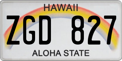 HI license plate ZGD827