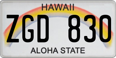 HI license plate ZGD830