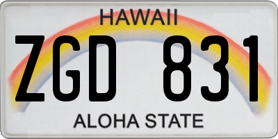 HI license plate ZGD831