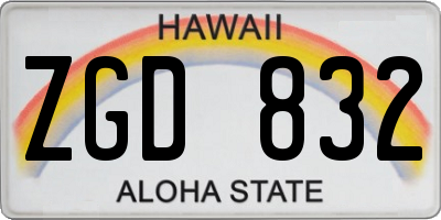 HI license plate ZGD832