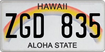HI license plate ZGD835