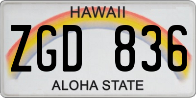 HI license plate ZGD836